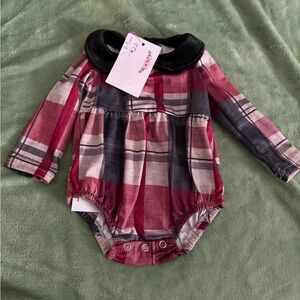 TwoCan Wellington Design Co. Plaid Long Sleeve Baby Romper 0-3M